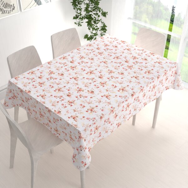 Biante Bavlněný obdélníkový ubrus Sandra SA-304 Oranžovo žluté růžičky na bílém 60x100 cm