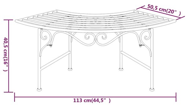 Lavice kolem stromu 113 cm černá ocel 318826