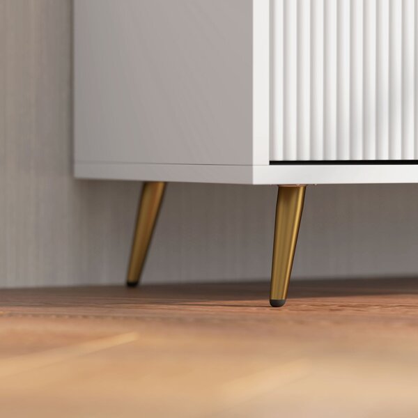 HOMCOM Moderní TV Skříňka TV Stánek s 2 Otevřenými Úložnými Prostory a 2 Dveřmi pro TV do 55 palců 120x35x48 cm Bílá | Aosom