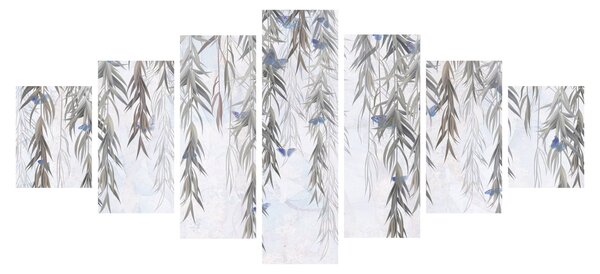 Obraz - Vrbové větvičky s motýly (210x100 cm)