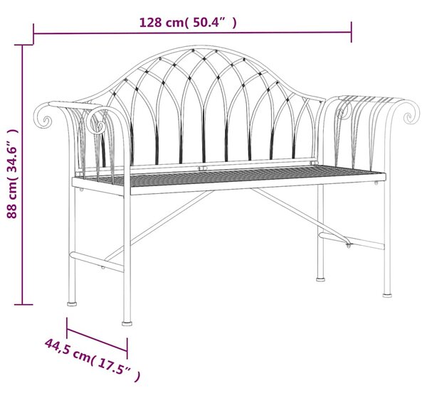 2místná zahradní lavice 128 cm černá ocel 318828
