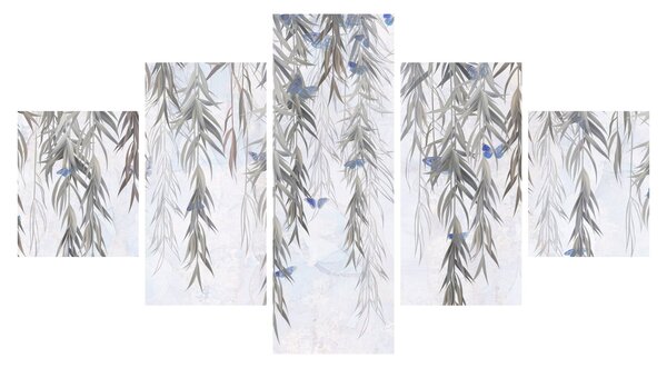 Obraz - Vrbové větvičky s motýly (125x70 cm)