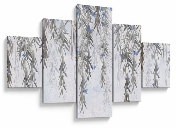 Obraz - Vrbové větvičky s motýly (125x70 cm)