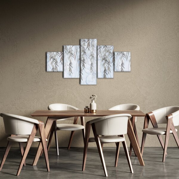 Obraz - Vrbové větvičky v modrém pozadí (125x70 cm)