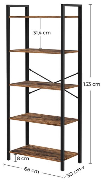 Regál Houseland Evy hnědý/černý