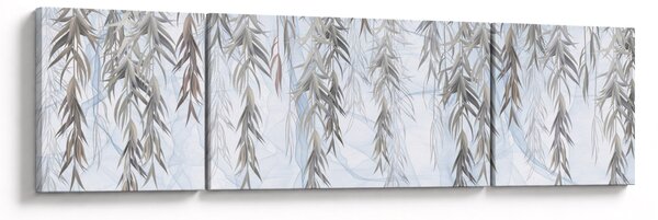 Obraz - Vrbové větvičky v modrém pozadí (170x50 cm)