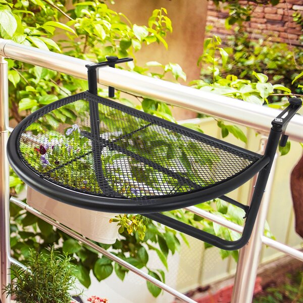 Outsunny Polookrouhlý Zavěšený Stůl na Balkon 60x45x50 cm - Nastavitelný na Výšku, Jednoduchý a Praktický pro Balkonové Zábradlí, Terasu, Patio | Aoso