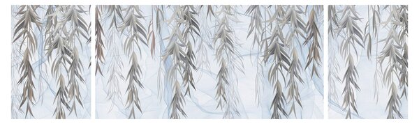 Obraz - Vrbové větvičky v modrém pozadí (170x50 cm)