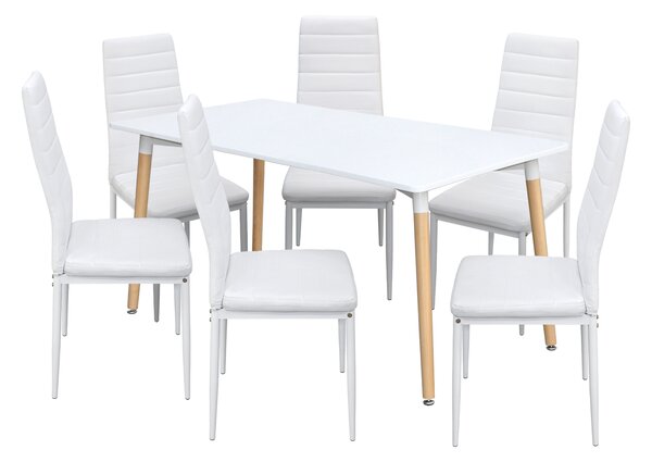 Jídelní stůl ONE 160x90 bílý + 6 židlí SIGMA bílých