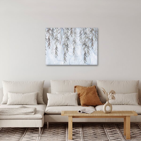 Obraz - Vrbové větvičky v modrém pozadí (70x50 cm)