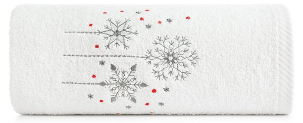 Bavlněný vánoční ručník bílý s vločkami