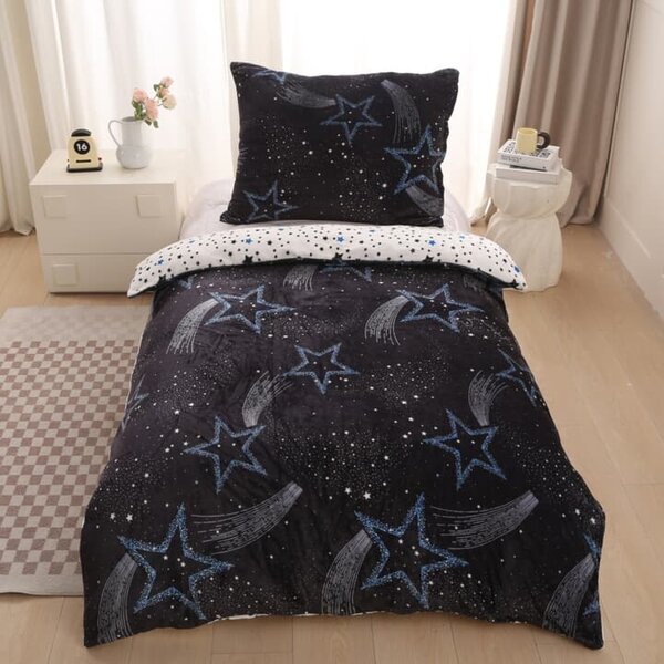 Povlečení STARS černá, 70x90 a 140x200 cm