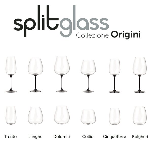Sada 2 sklenic na víno CinqueTerre + 2 stopky, Trebonn SplitGlass Origini