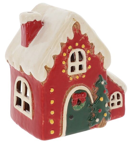 Keramický svícen Vánoční Domek 13 cm