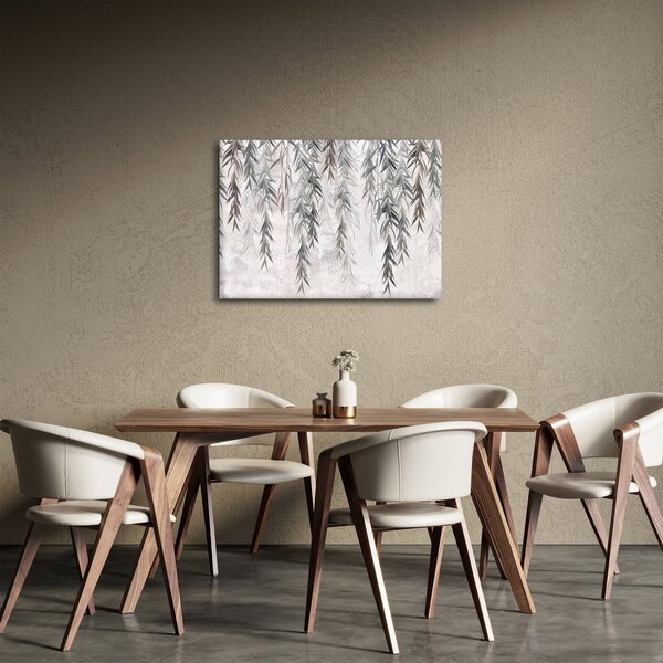 Obraz - Vrbové větvičky v šedé omítce (70x50 cm)