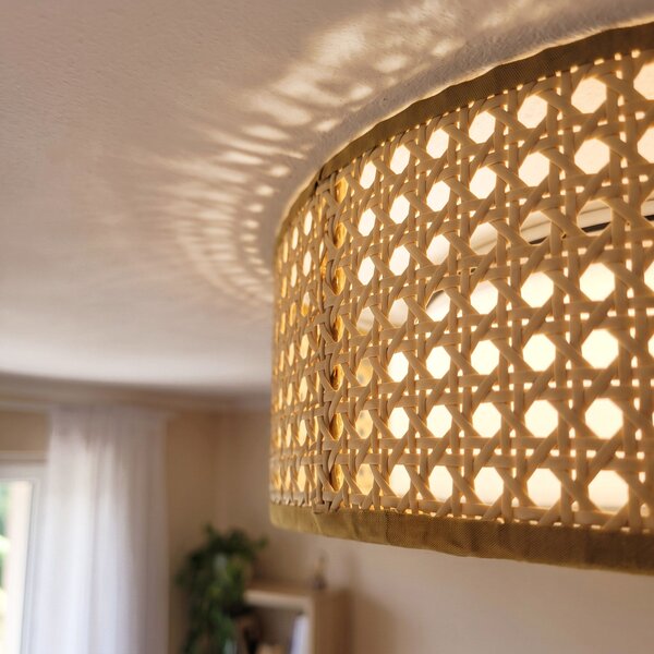 Toolight Toolight, LED stropní svítidlo plafon s ratanovým stínítkem 4000K, APP1934-C, bílá-ratan, 50 cm, OSW-66090