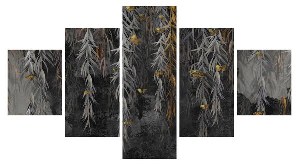 Obraz - Vrbové větvičky v černém pozadí (125x70 cm)