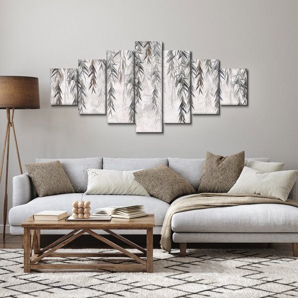 Obraz - Vrbové větvičky v šedé omítce (210x100 cm)