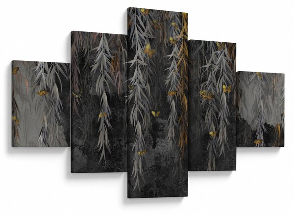 Obraz - Vrbové větvičky v černém pozadí (125x70 cm)