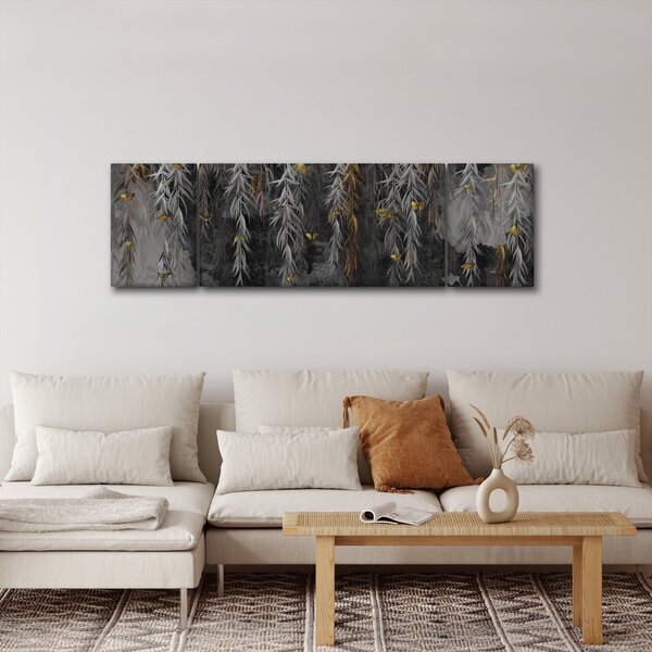 Obraz - Vrbové větvičky v černém pozadí (170x50 cm)