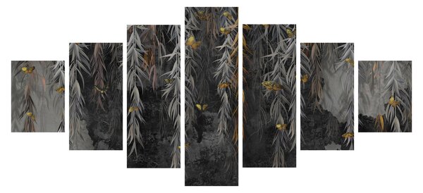 Obraz - Vrbové větvičky v černém pozadí (210x100 cm)