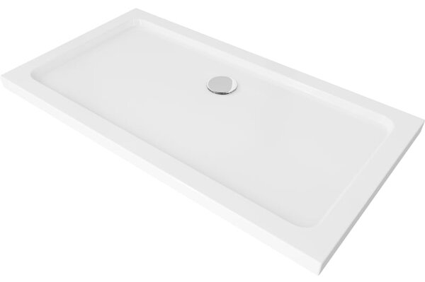 Mexen Flat obdélníková sprchová vanička slim 120 x 70 cm, bílá, sifon chrom - 40107012