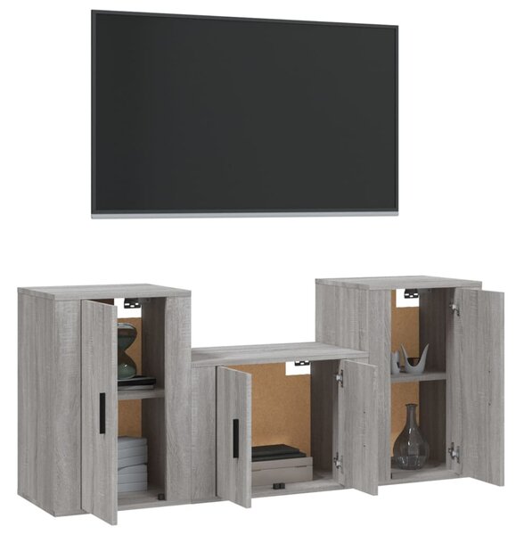 3dílný set TV skříněk šedý sonoma kompozitní dřevo 3188388