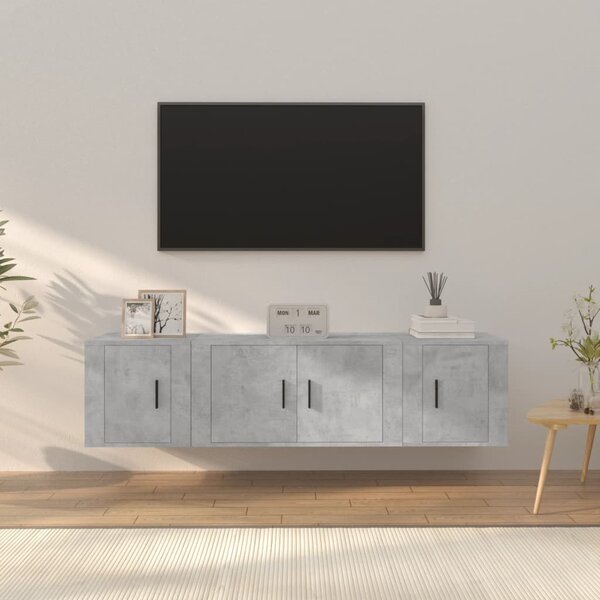 3dílný set TV skříněk betonově šedý kompozitní dřevo 3188402