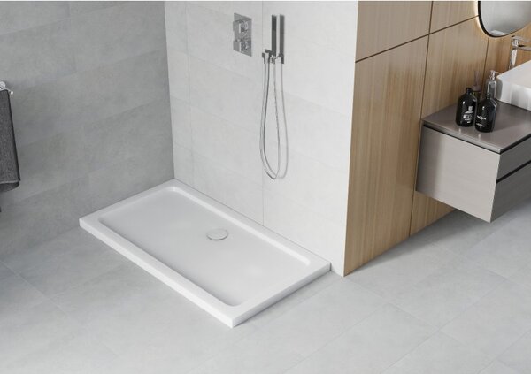 Mexen Flat obdélníková sprchová vanička slim 120 x 70 cm, bílá, sifon chrom - 40107012