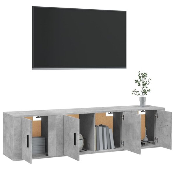 3dílný set TV skříněk betonově šedý kompozitní dřevo 3188402