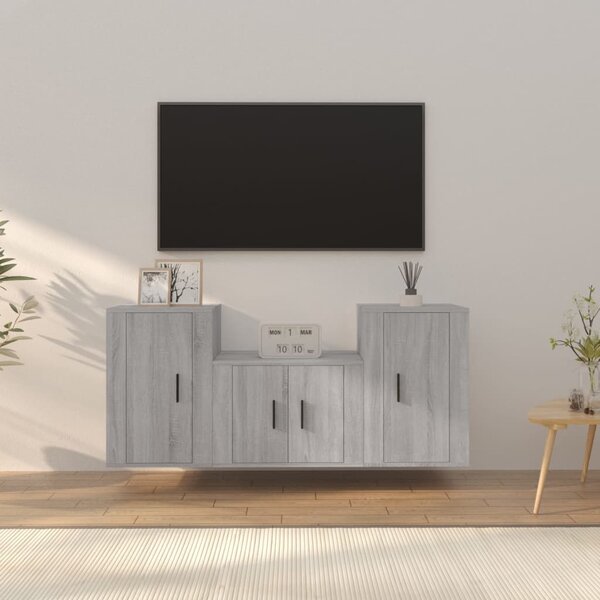 3dílný set TV skříněk šedý sonoma kompozitní dřevo 3188388