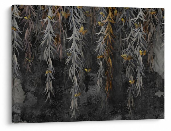 Obraz - Vrbové větvičky v černém pozadí (70x50 cm)