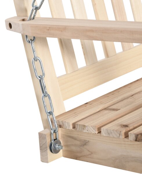 Outsunny Houpací Lavice pro Dva, Dřevěný Sedák a Opěrka, Nosnost až 200 kg, Houpací Lavička na Terasu, Balkon, Přírodní Dřevo | Aosom