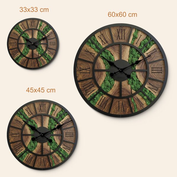 DUBLEZ | Dřevěné hodiny na stěnu - Woodmoos (UV tisk) | UV tisk, Premium