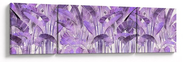 Obraz - Fialové listy v omítce (170x50 cm)