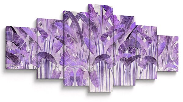 Obraz - Fialové listy v omítce (210x100 cm)