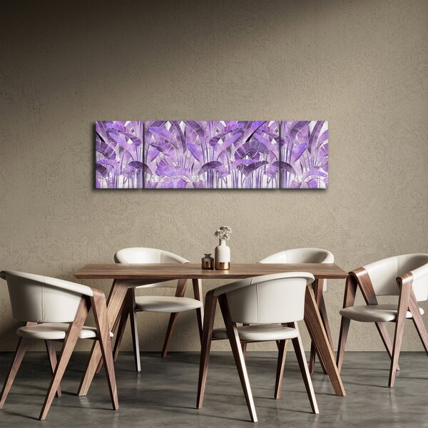 Obraz - Fialové listy v omítce (170x50 cm)