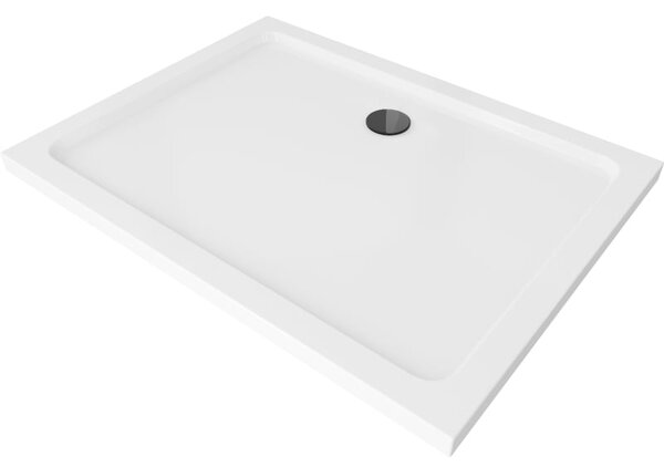 Mexen Flat sprchová vanička obdélníková slim 80 x 70 cm, bílá, černý sifon - 40107080B