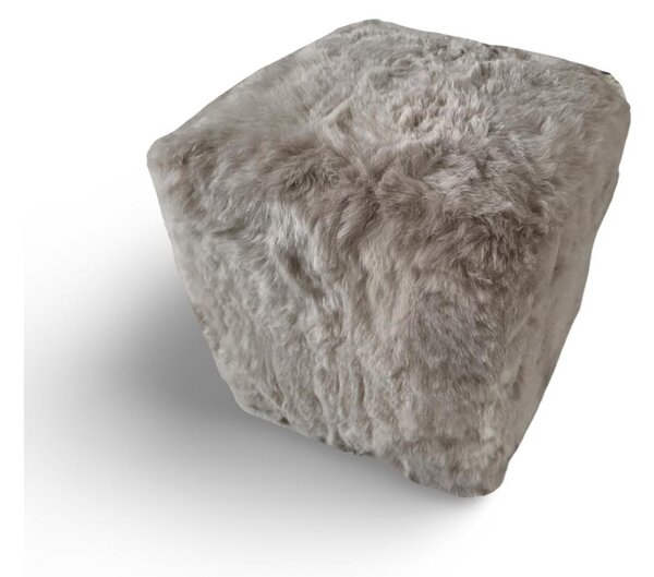 Kožený taburet, ovčí kůže, len, barvená kůže, kostka 45