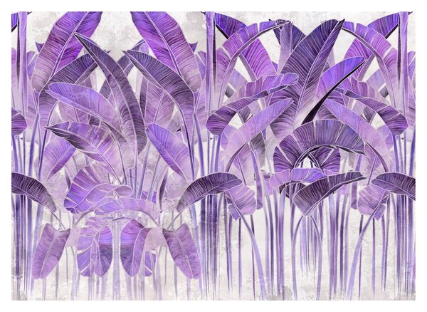 Obraz - Fialové listy v omítce (70x50 cm)