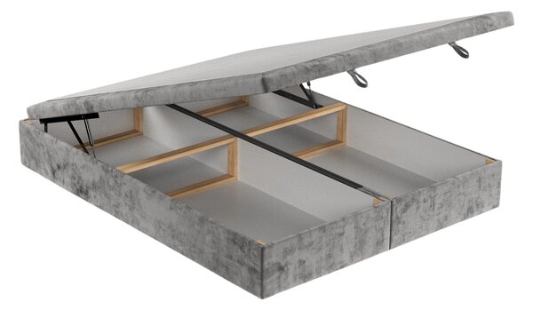 Maison de Rêve Šedá čalouněná dvoulůžková postel HICKORY 140 x 200 cm s úložným prostorem