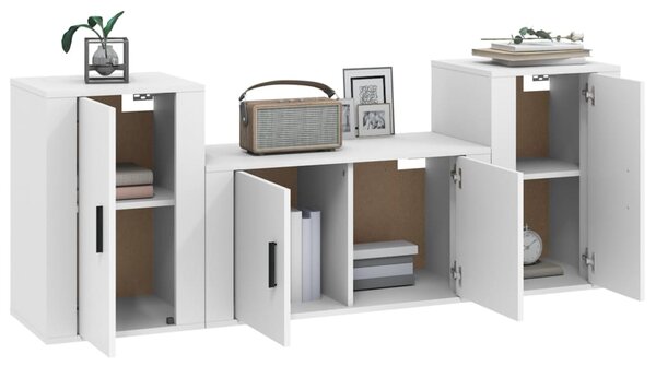 3dílný set TV skříněk bílý kompozitní dřevo 3188502