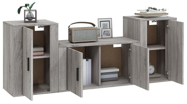 3dílný set TV skříněk šedý sonoma kompozitní dřevo 3188508