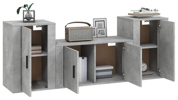 3dílný set TV skříněk betonově šedý kompozitní dřevo 3188506