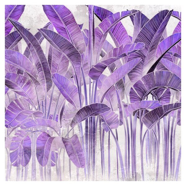 Obraz - Fialové listy v omítce (30x30 cm)
