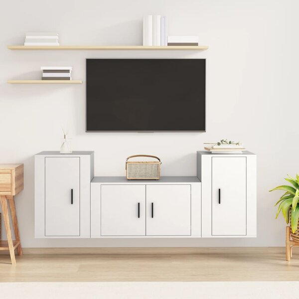 3dílný set TV skříněk bílý kompozitní dřevo 3188502