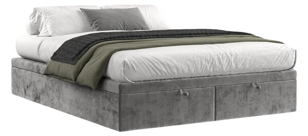 Maison de Rêve Šedá čalouněná dvoulůžková postel HICKORY 140 x 200 cm s úložným prostorem