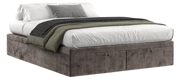 Maison de Rêve Hnědá čalouněná dvoulůžková postel HICKORY 140 x 200 cm s úložným prostorem