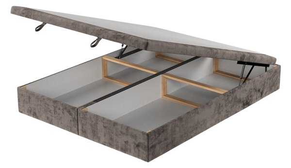 Maison de Rêve Hnědá čalouněná dvoulůžková postel HICKORY 140 x 200 cm s úložným prostorem