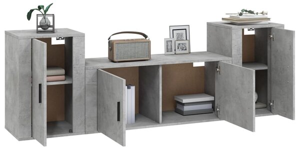3dílný set TV skříněk betonově šedý kompozitní dřevo 3188514